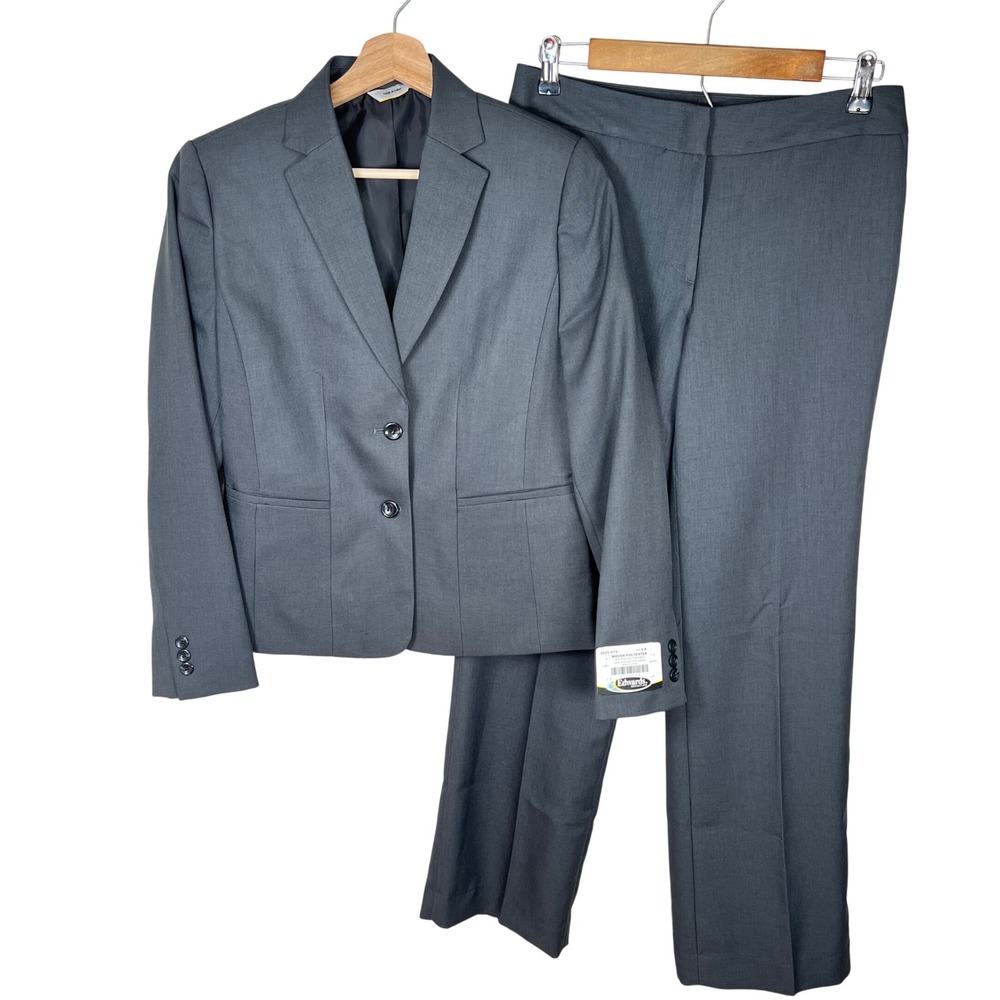 Edwards Signature Women's Gray Woven Suit Jacket Size 6R Pants Size‎ 4 31